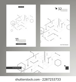Vector hexagons design background. Cover annual report. Leaflet, brochure, flyer template, book layout illustration. Abstract business presentation