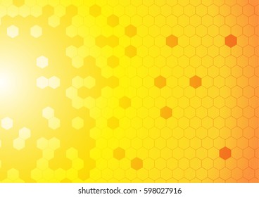 Vector : Hexagons on yellow and orange background