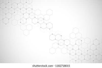Vector hexagons pattern. Geometric abstract background with simple hexagonal elements. Medical, technology or science design