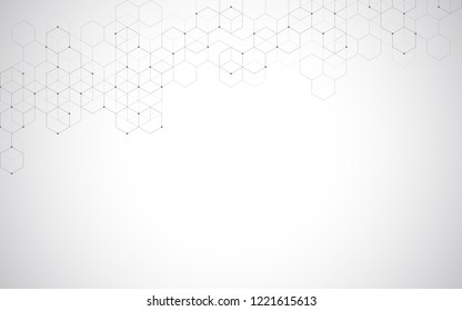 Vector hexagons pattern. Geometric abstract background with simple hexagonal elements. Medical, technology or science design