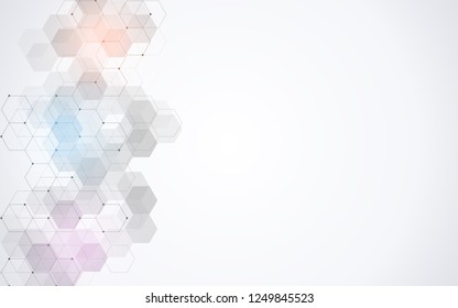 Vector hexagons pattern. Geometric abstract background with simple hexagonal elements. Medical, technology or science design