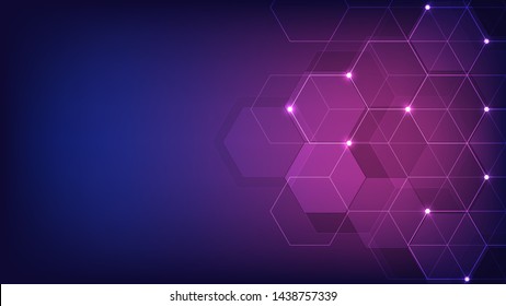 Vector hexagons pattern. Geometric abstract background with simple hexagonal elements. Medical, technology or science design