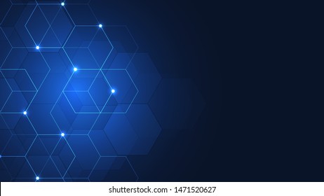 Vector hexagons pattern. Geometric abstract background with simple hexagonal elements. Medical, technology or science design