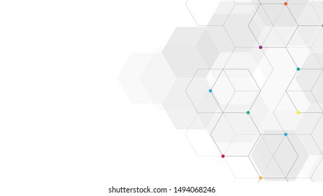 Vector hexagons pattern. Geometric abstract background with simple hexagonal elements. Medical, technology or science design