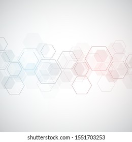 Vector hexagons pattern. Geometric abstract background with simple hexagonal elements. Medical, technology or science design