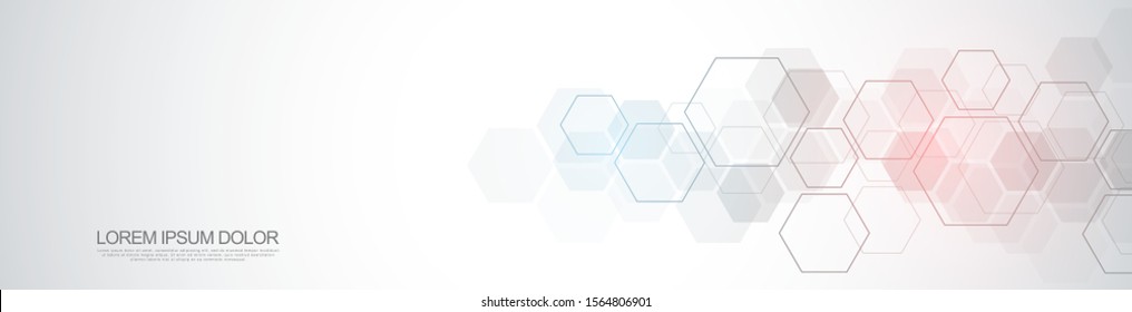 Vector hexagons pattern. Geometric abstract background with simple hexagonal elements. Medical, technology or science design