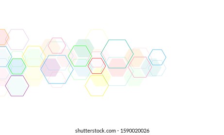 Vector hexagons pattern. Geometric abstract background with simple hexagonal elements. Medical, technology or science design