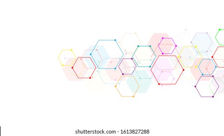 Vector hexagons pattern. Geometric abstract background with simple hexagonal elements. Medical, technology or science design