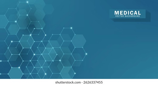 Vector hexagons pattern. Geometric abstract background with simple hexagonal elements. Medical, technology or science design