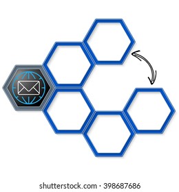 Vector hexagons for your text and envelope