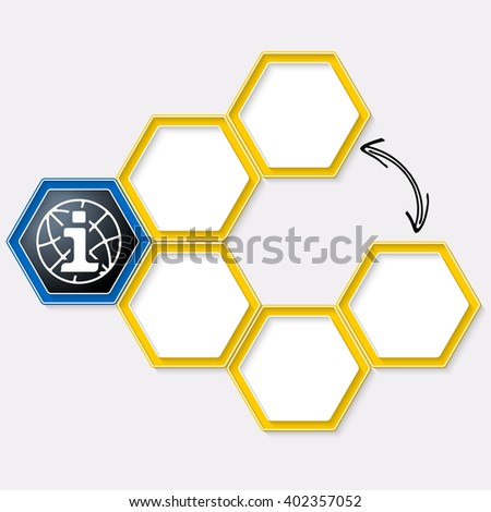 Vector hexagons for your text and info symbol