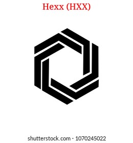 Vector Hexx (HXX) digital cryptocurrency logo. Hexx (HXX) icon. Vector illustration isolated on white background.