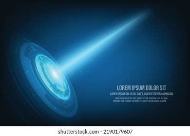 Vector Hi tech circuit board design innovation concept. Abstract wide communication technology on  blue background.