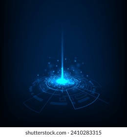Vector Hi tech circuit board design innovation concept. Futuristic technology abstract on blue background.