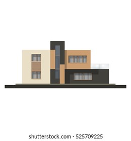 Vector hi tech house facade. House in minimalist style