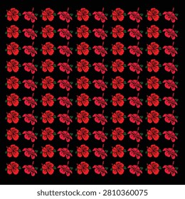 Vector hibicus red color flowers seamless pattern background