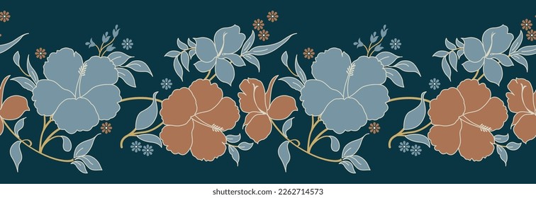 Vector Hibiscus flower border design 