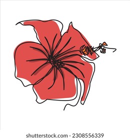 Hibiscus flower modern botanical drawing Vector Image-saigonsouth.com.vn