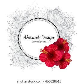 vector hibiscus flower. invitation card.