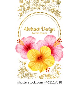 vector hibiscus flower. invitation card.