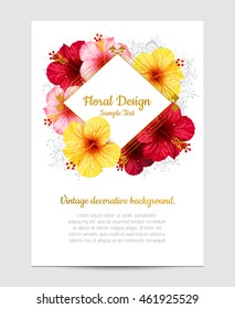vector hibiscus flower. invitation card.