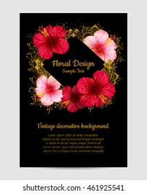 vector hibiscus flower. invitation card.