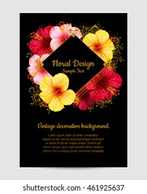 vector hibiscus flower. invitation card.