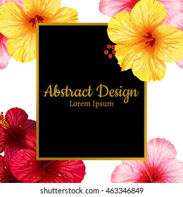 vector hibiscus flower. invitation card.