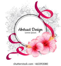 vector hibiscus flower. invitation card.