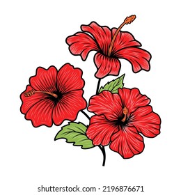 Vector hibiscus flower logo. Hibiscus plant for packaging labels, beauty products and more.