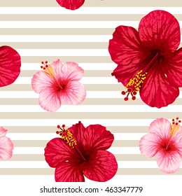 vector hibiscus flower. seamless pattern.