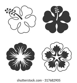 Vector hibiscus flowers set,flat design
