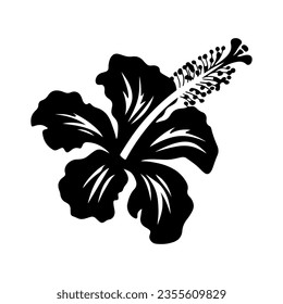 Vector Hibiscus icon isolated on white background black color