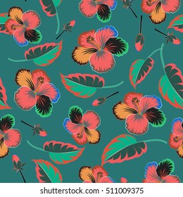 Vector hibiscus pattern.