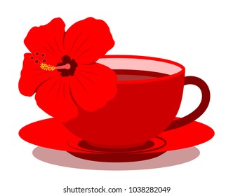 vector hibiscus tea isolated on white background