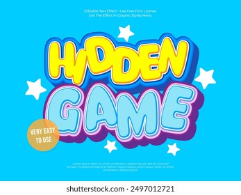 Vector hidden game cartoon 3d text style effect