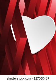 Vector - Hidden White Heart on Geometric Red Background