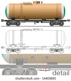 Vector hi-detail rail oil/gasoline tanker car [for branding].