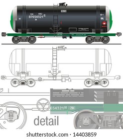 Vector Hi-detail Rail Oil/gasoline Tanker Car [for Branding]. More Transportation Illustrations See In My Portfolio.