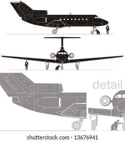 Vector hi-detailed business-jet silhouettes