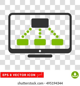 Vector Hierarchy Monitor EPS vector pictogram. Illustration style is flat iconic bicolor eco green and gray symbol on a transparent background.