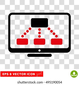 Vector Hierarchy Monitor EPS vector pictograph. Illustration style is flat iconic bicolor intensive red and black symbol on a transparent background.