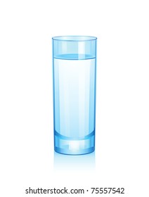 Vector high blue glass with water.