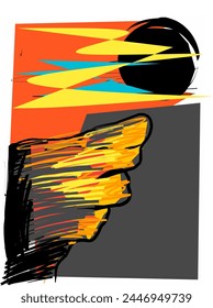 Vector de acantilados altos, luna y crepúsculo