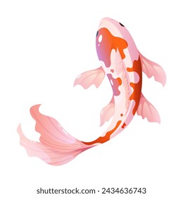 Vector high detailed white and red koi fish.