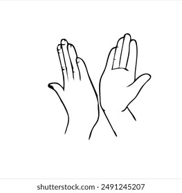 vector high five hand line drawing