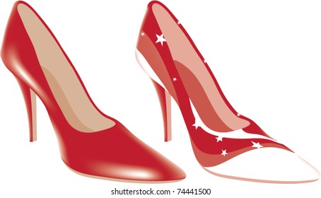 vector high heel shoes of different colors