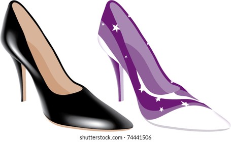 vector high heel shoes of different colors