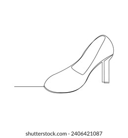 Vector High heel trendy continuous line art drawing  womens shoe on white background
