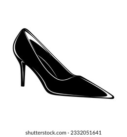 Icono de silueta negra de tacones altos vectoriales. Ilustración del logotipo de zapatos de mujer